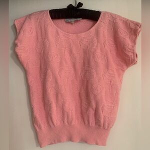 Vintage 80s Bubblegum Pink Cap Sleeve Sweater 100% Cotton